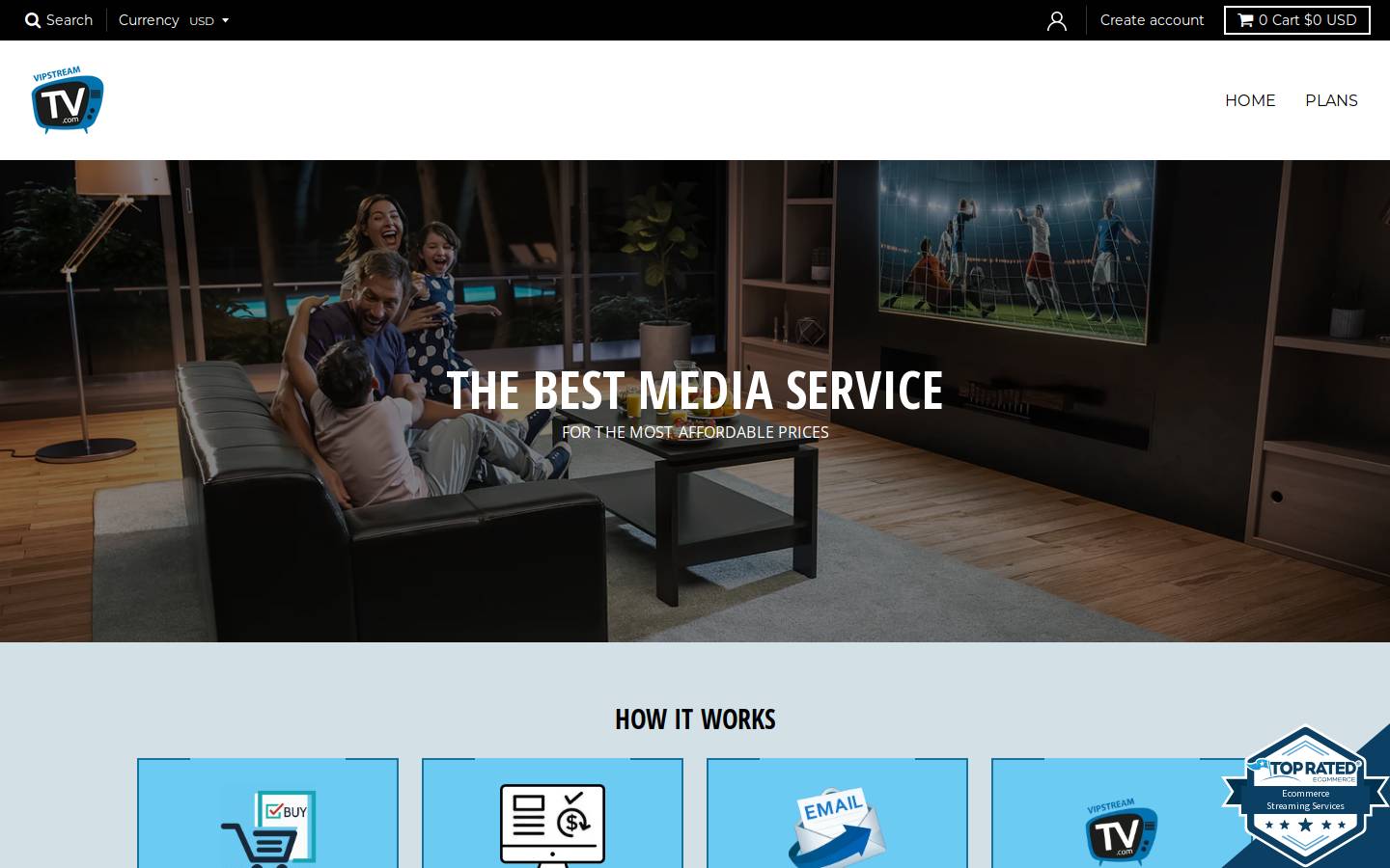 vipstreamtv.com homepage screenshot