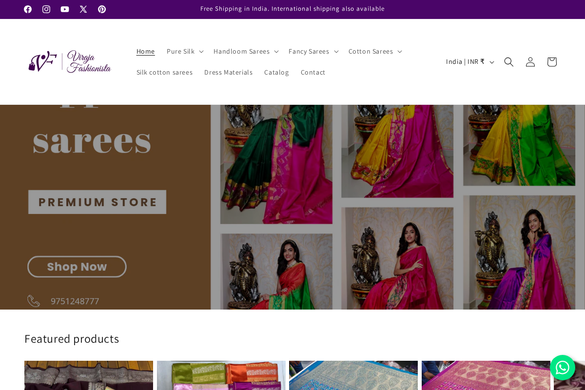 Viraja Fashionista homepage screenshot