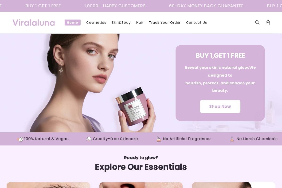 viralalunacosmetics.com homepage screenshot