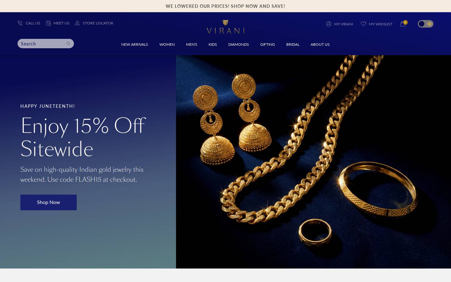 viranijewelers.com homepage screenshot