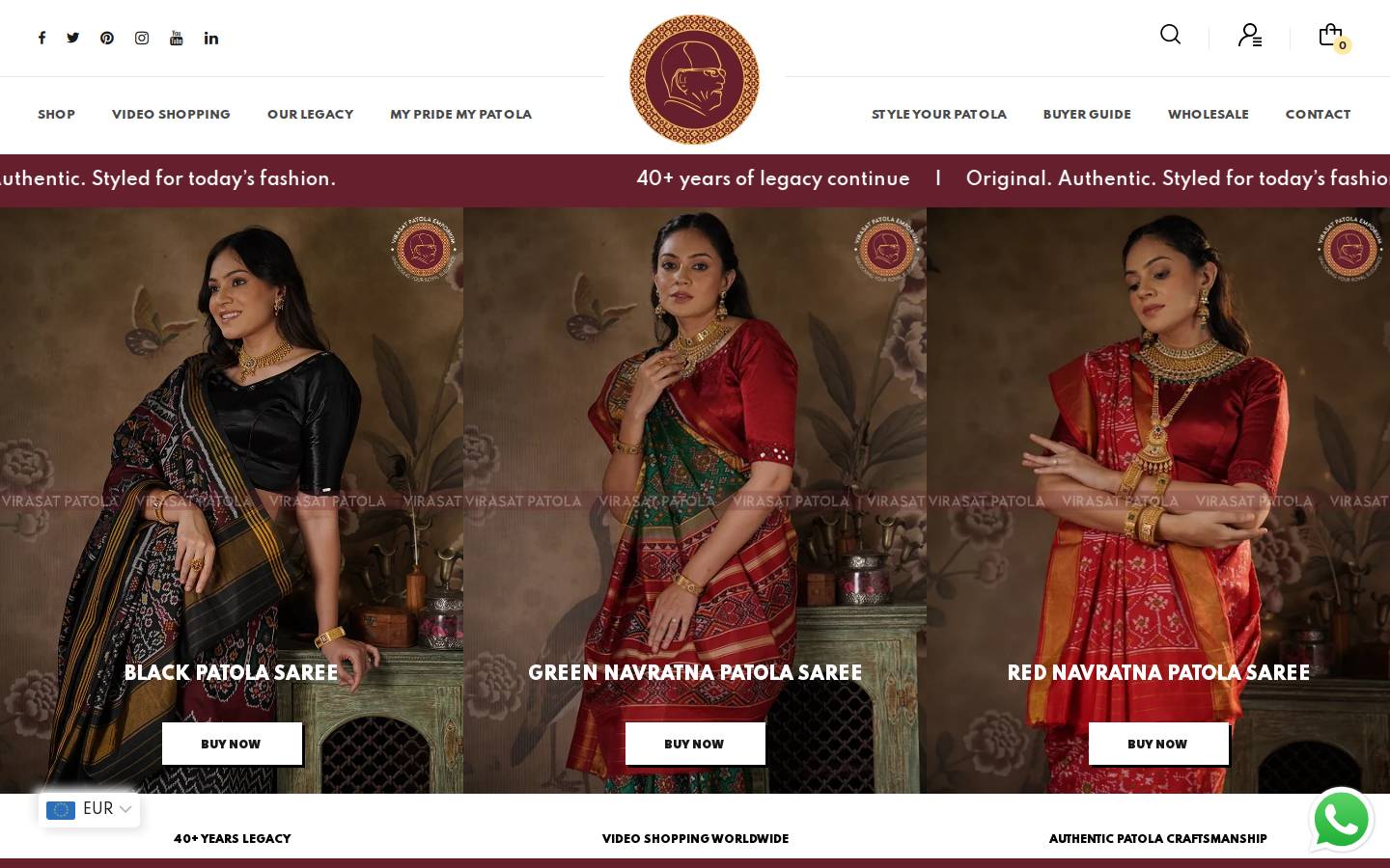 virasatpatola.com homepage screenshot