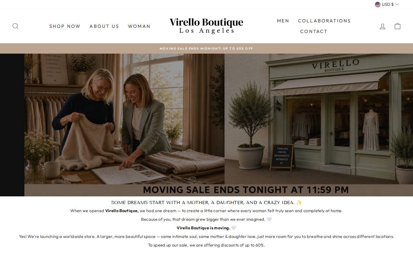virelloboutique.com homepage screenshot