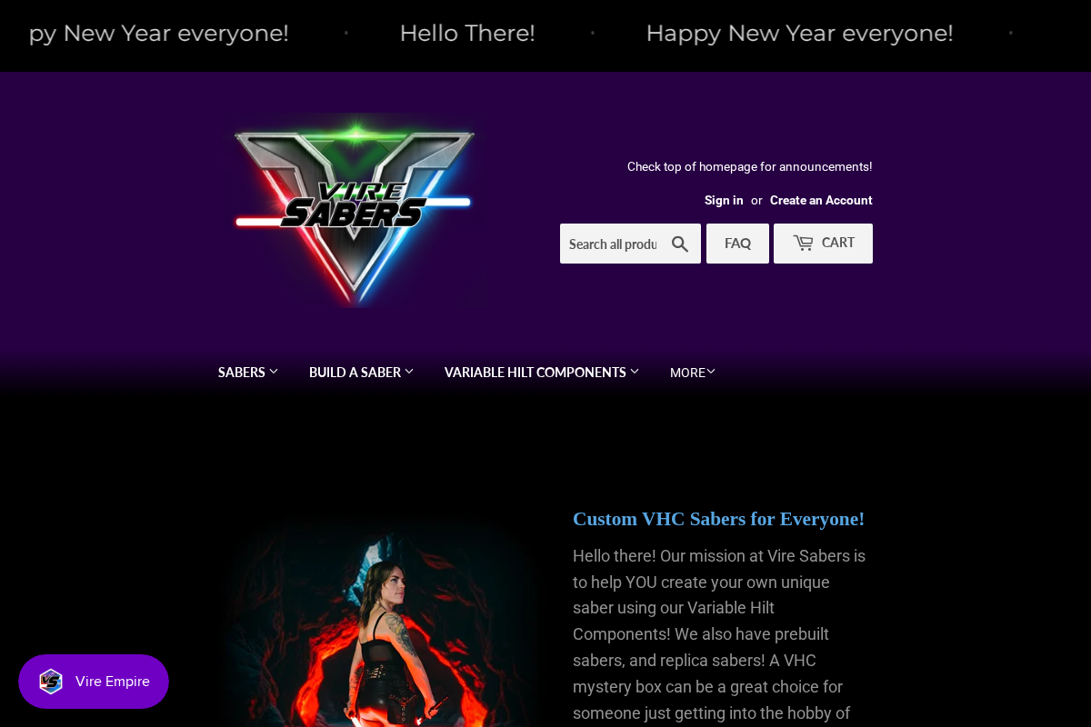 Vire Sabers homepage screenshot