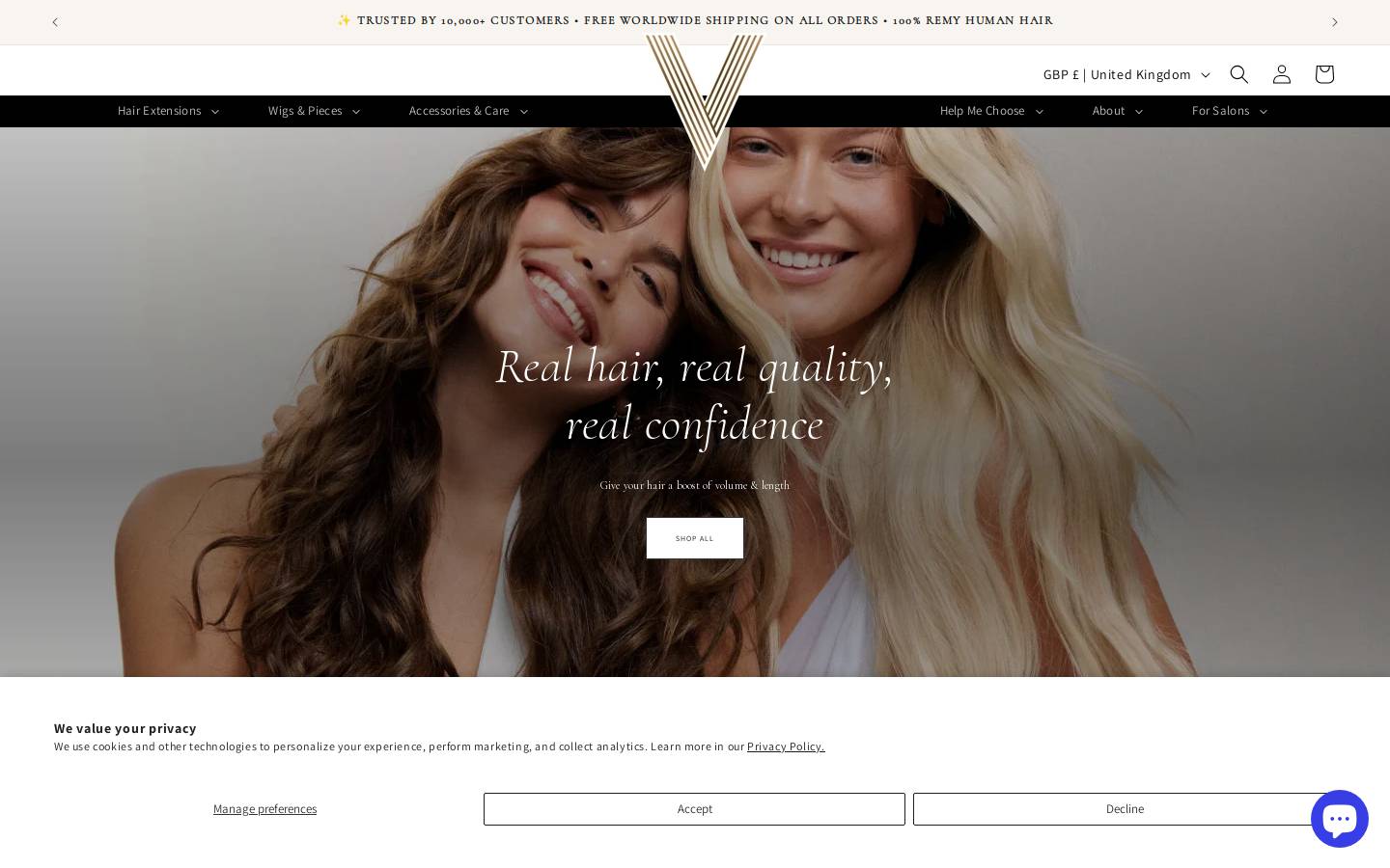 Virgin Hair & Beauty homepage screenshot