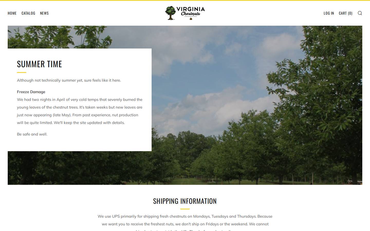virginiachestnuts.com homepage screenshot