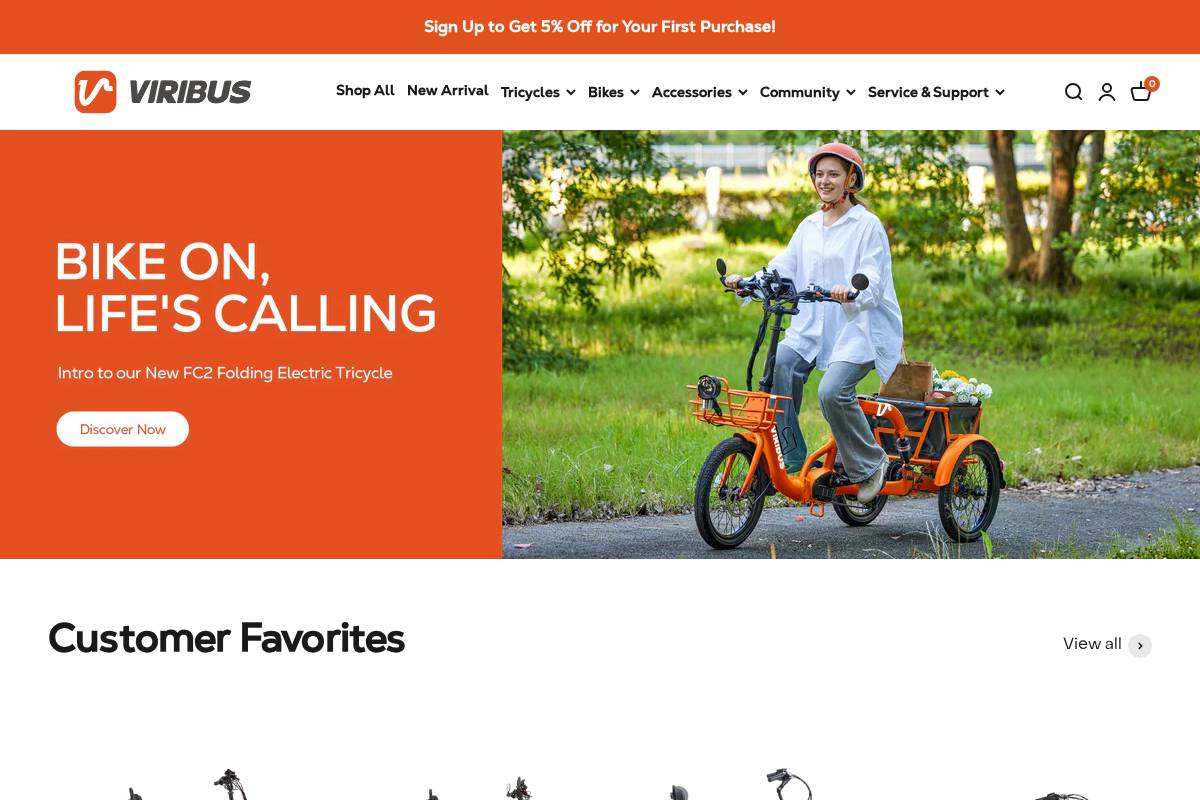 Viribus Bikes homepage screenshot