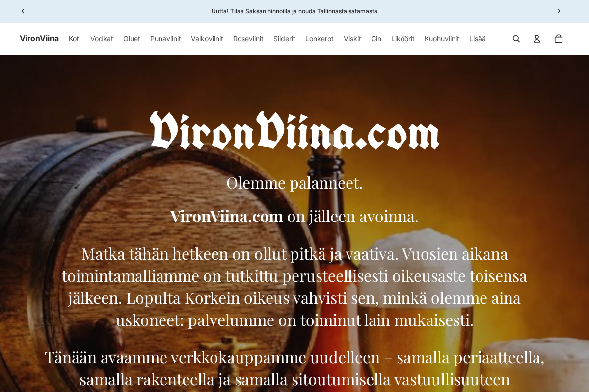 VironViina homepage screenshot