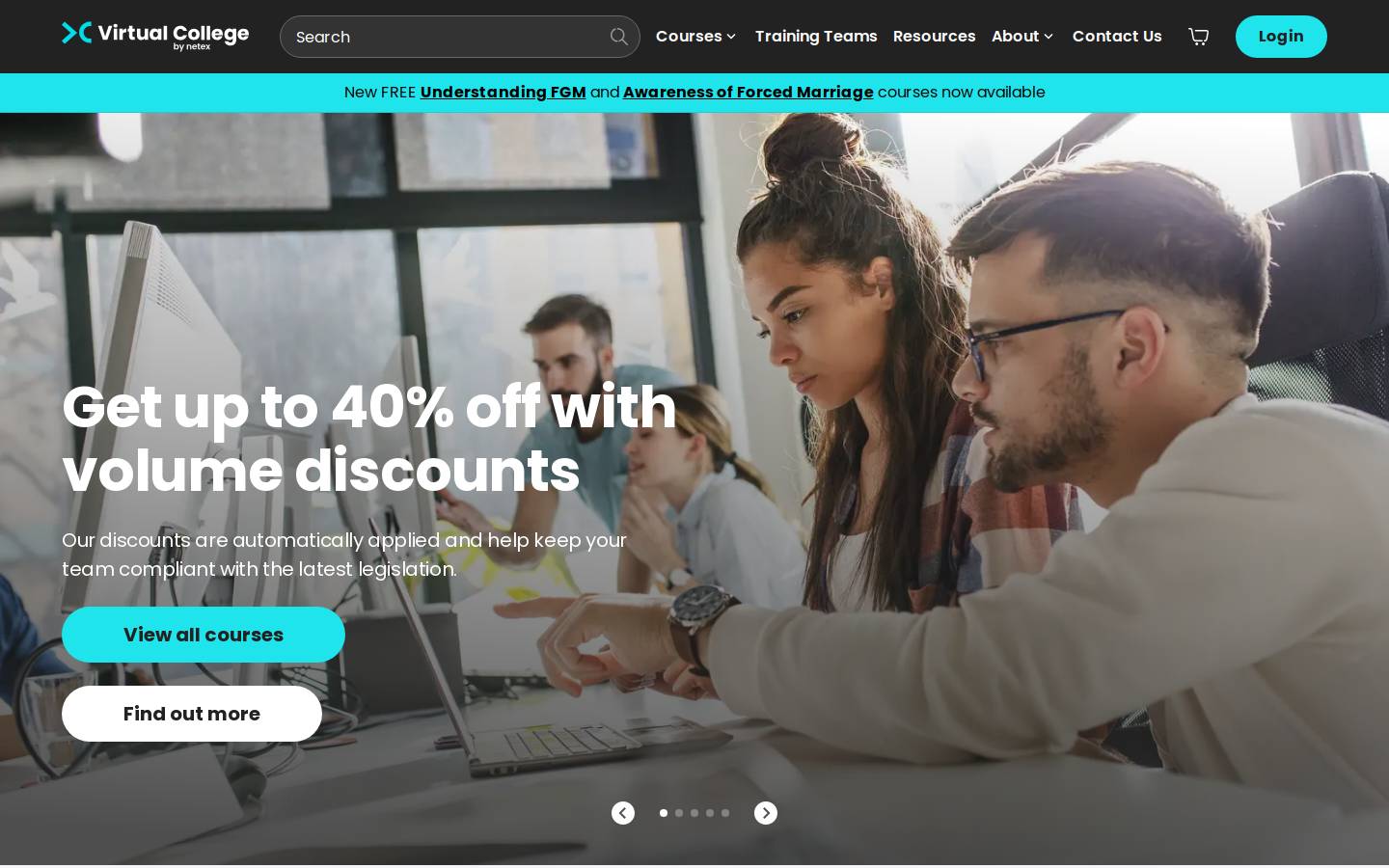 Virtual College homepage screenshot