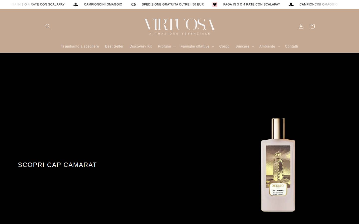VIRTUOSA - Profumeria Artistica homepage screenshot