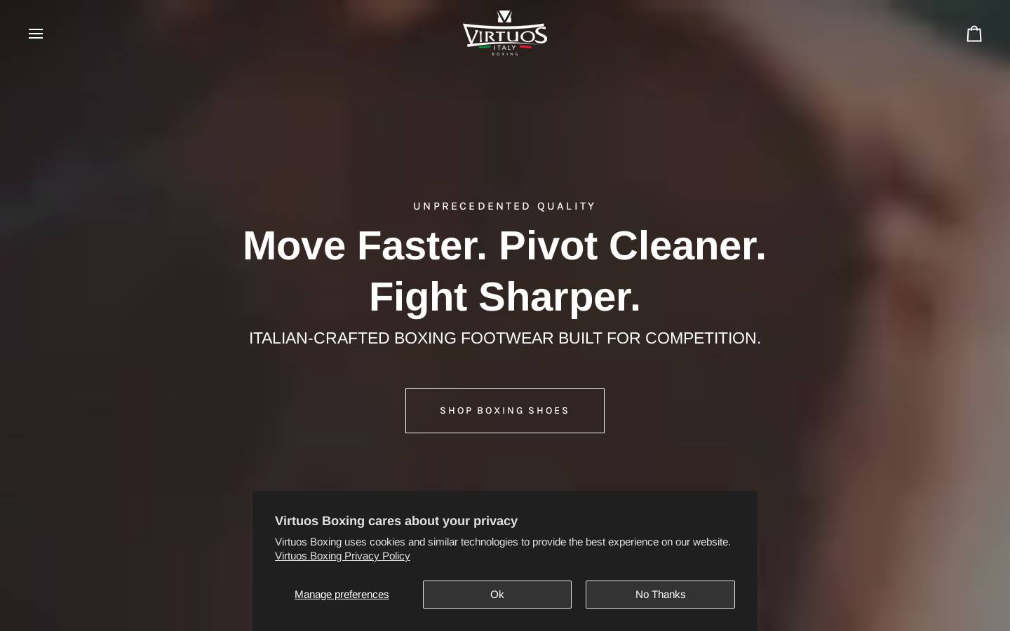 virtuosboxing.com homepage screenshot