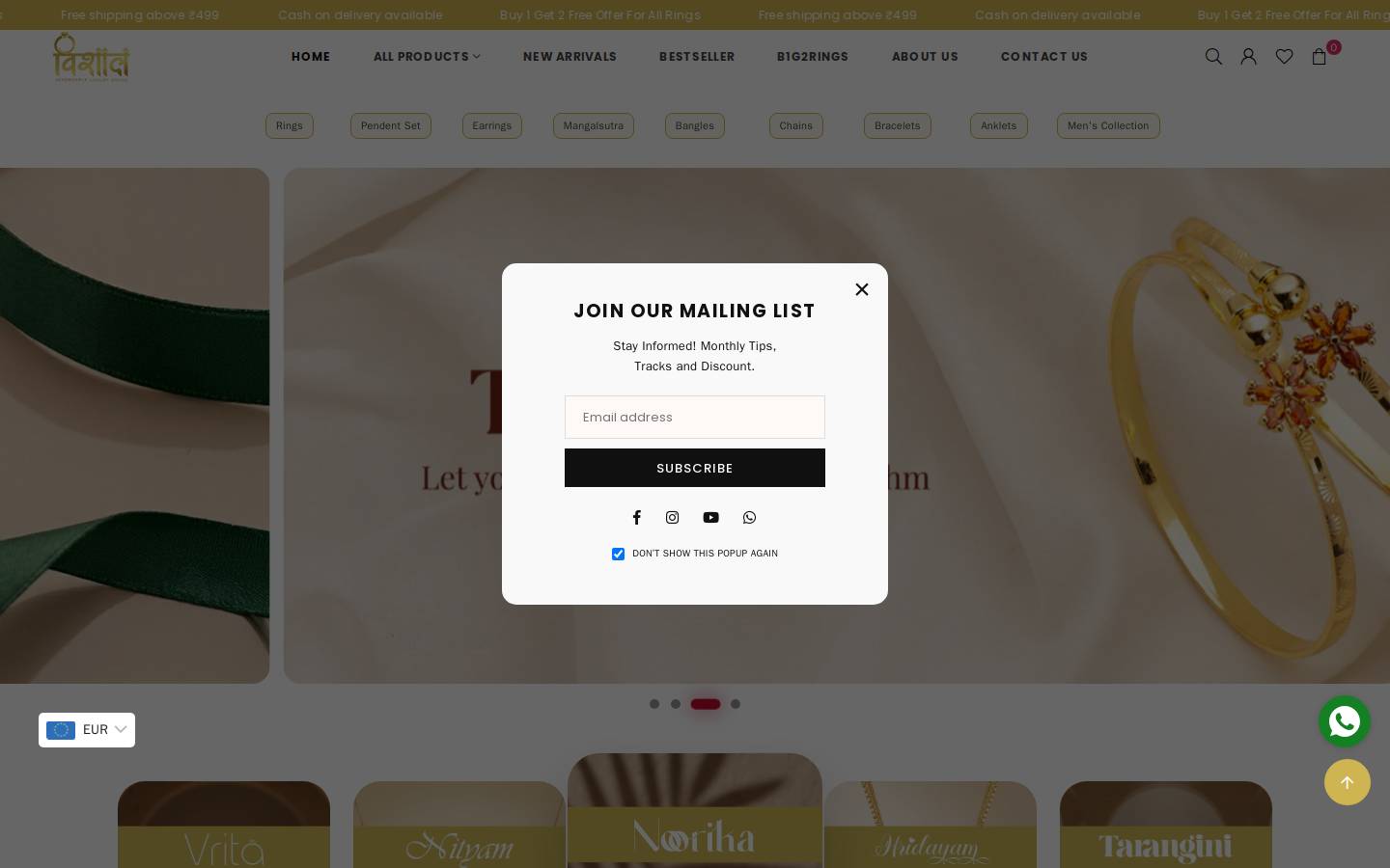 vishalimitations.com homepage screenshot