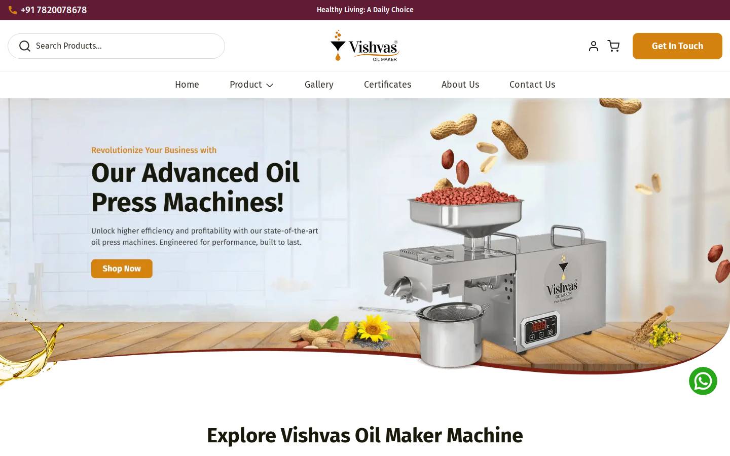 vishvasoilmaker.com homepage screenshot