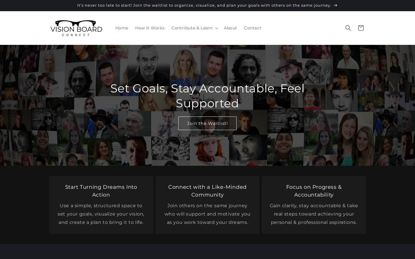 visionboardconnect.com homepage screenshot