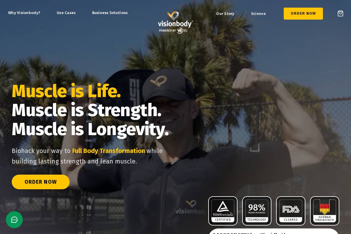 Visionbody homepage screenshot