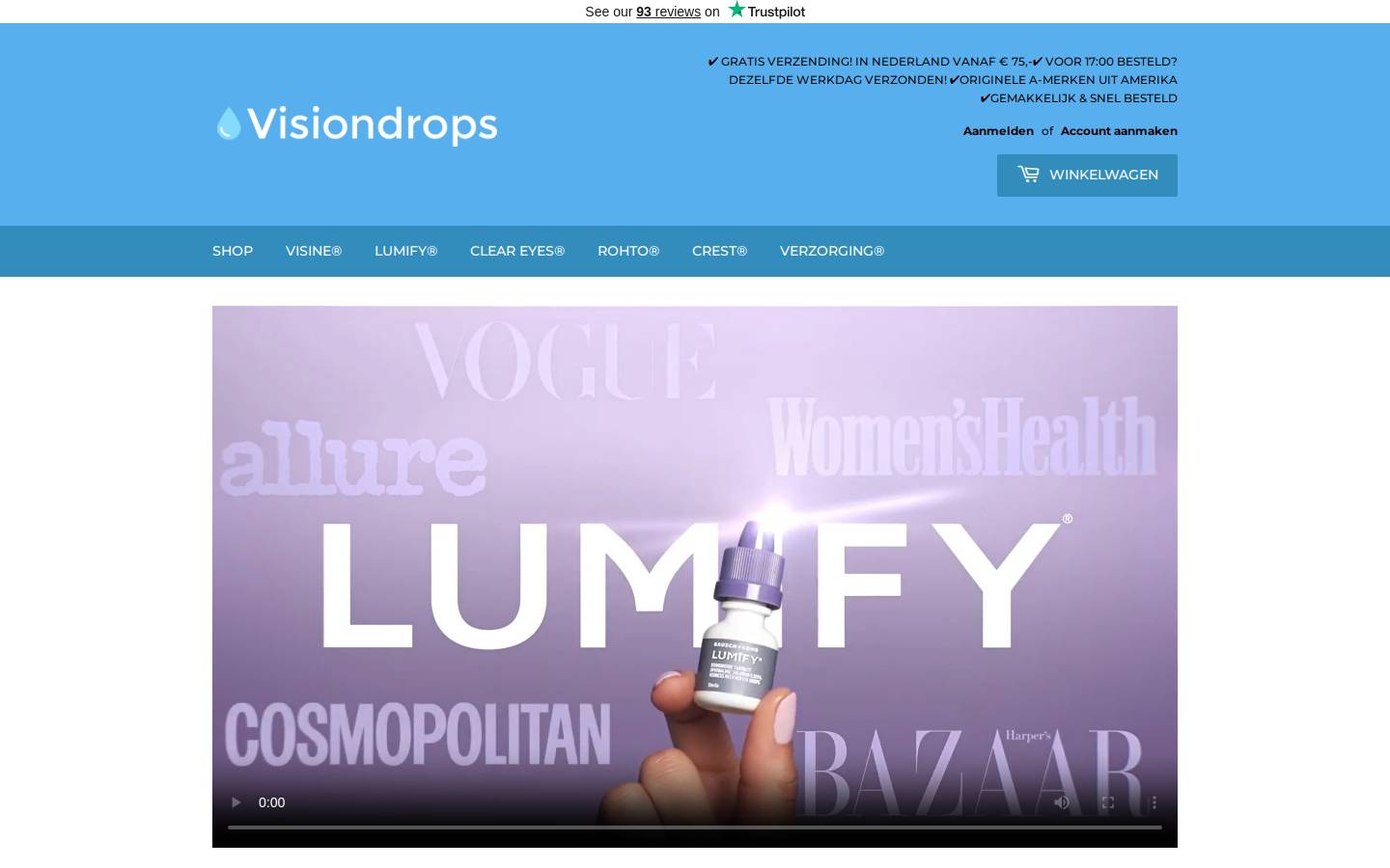 Visiondrops homepage screenshot