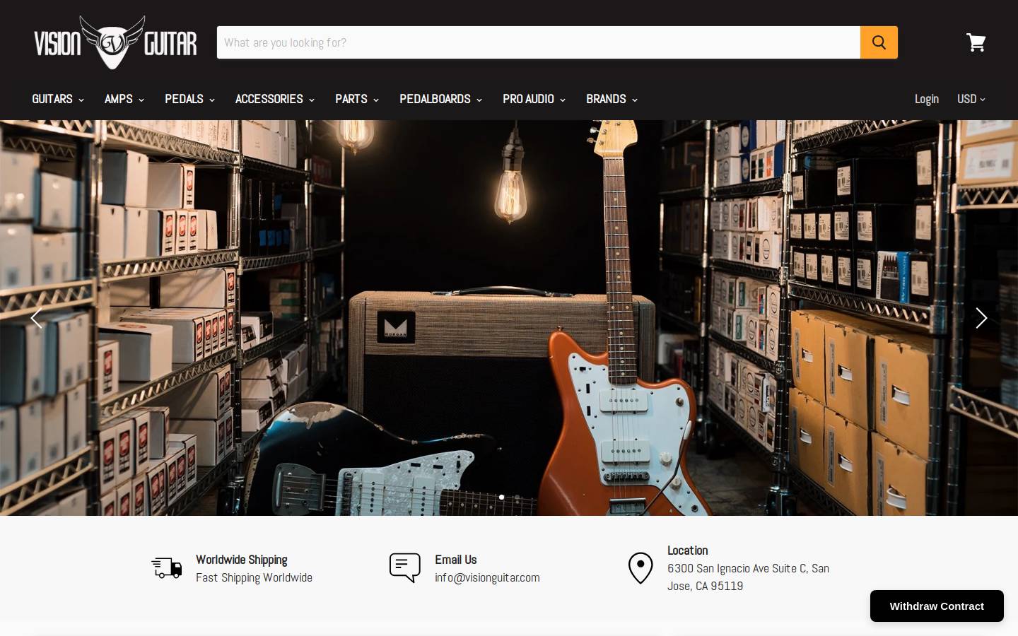 visionguitar.com homepage screenshot