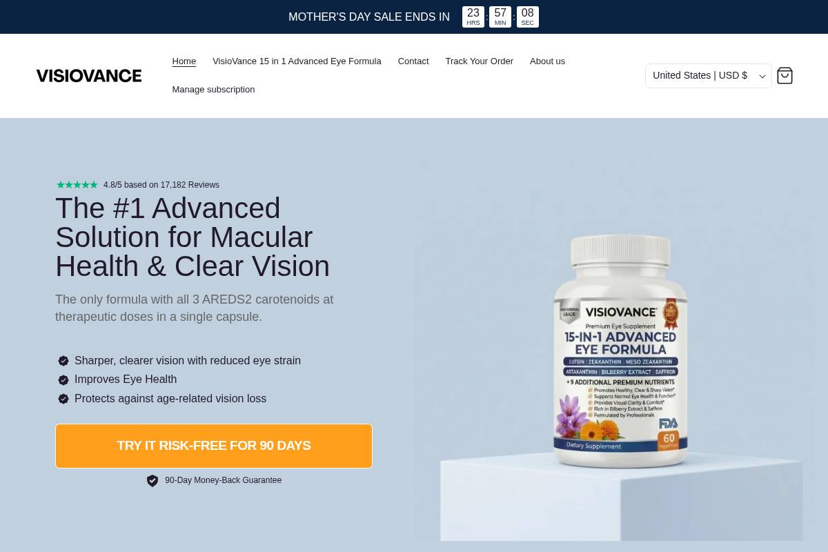 visiovance.com homepage screenshot