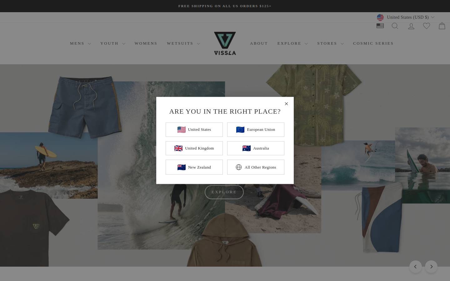 vissla.com homepage screenshot