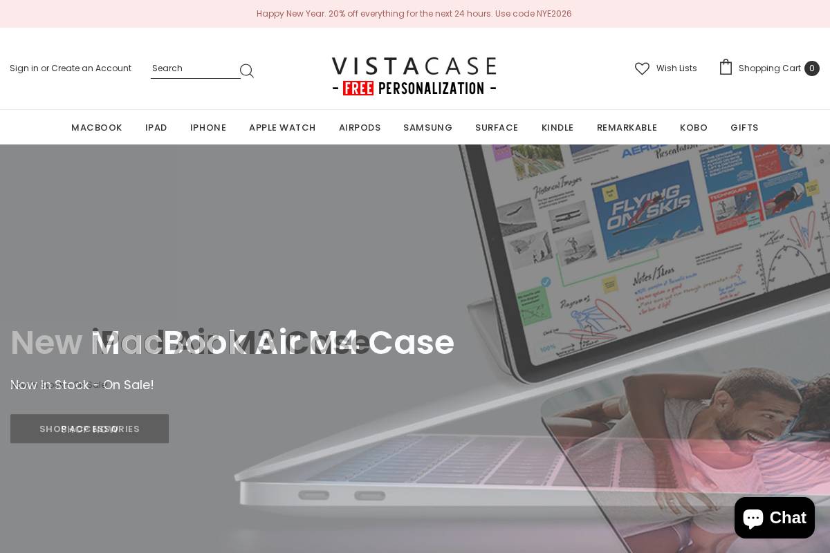 vistacase.com homepage screenshot