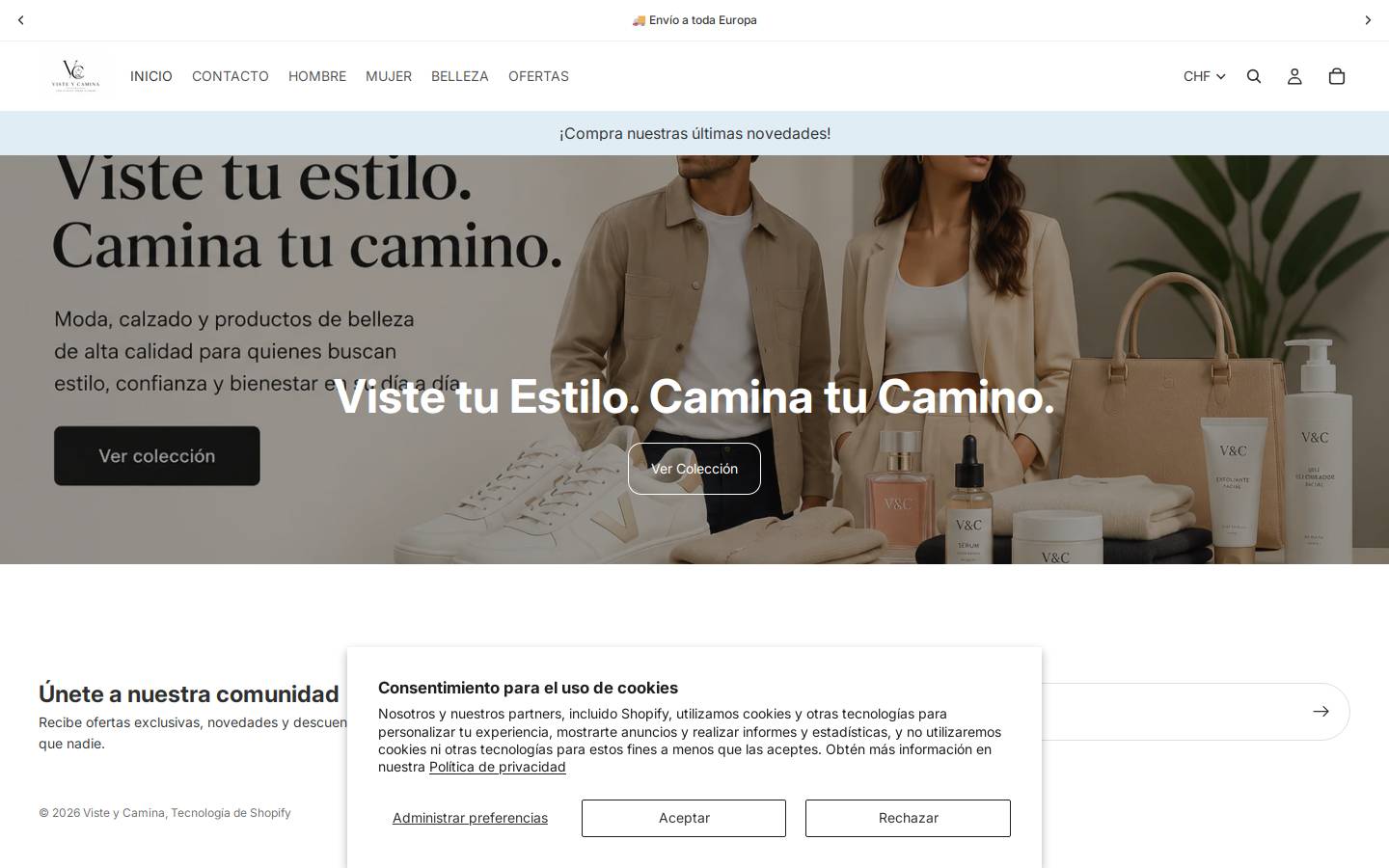 visteycamina.com homepage screenshot