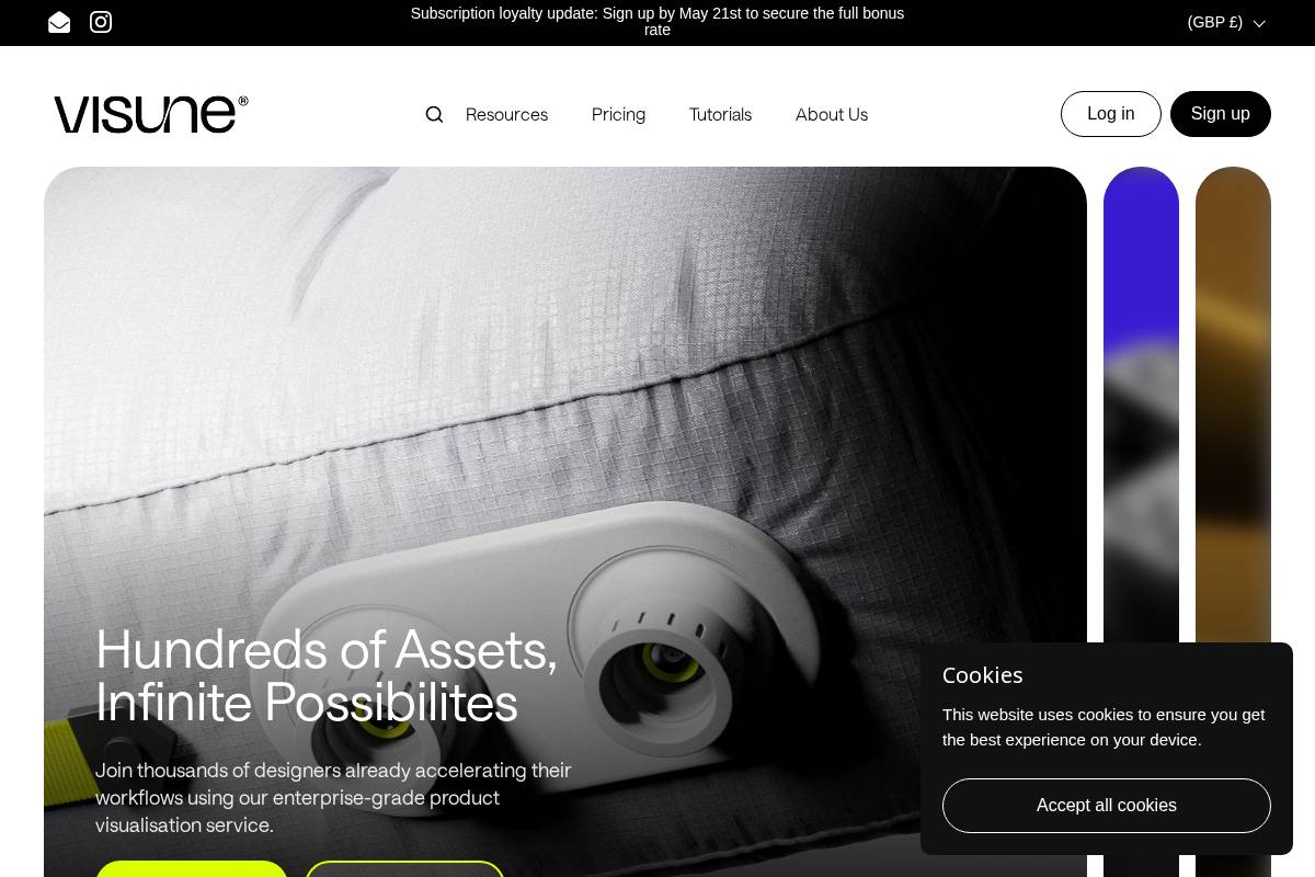 Visune homepage screenshot