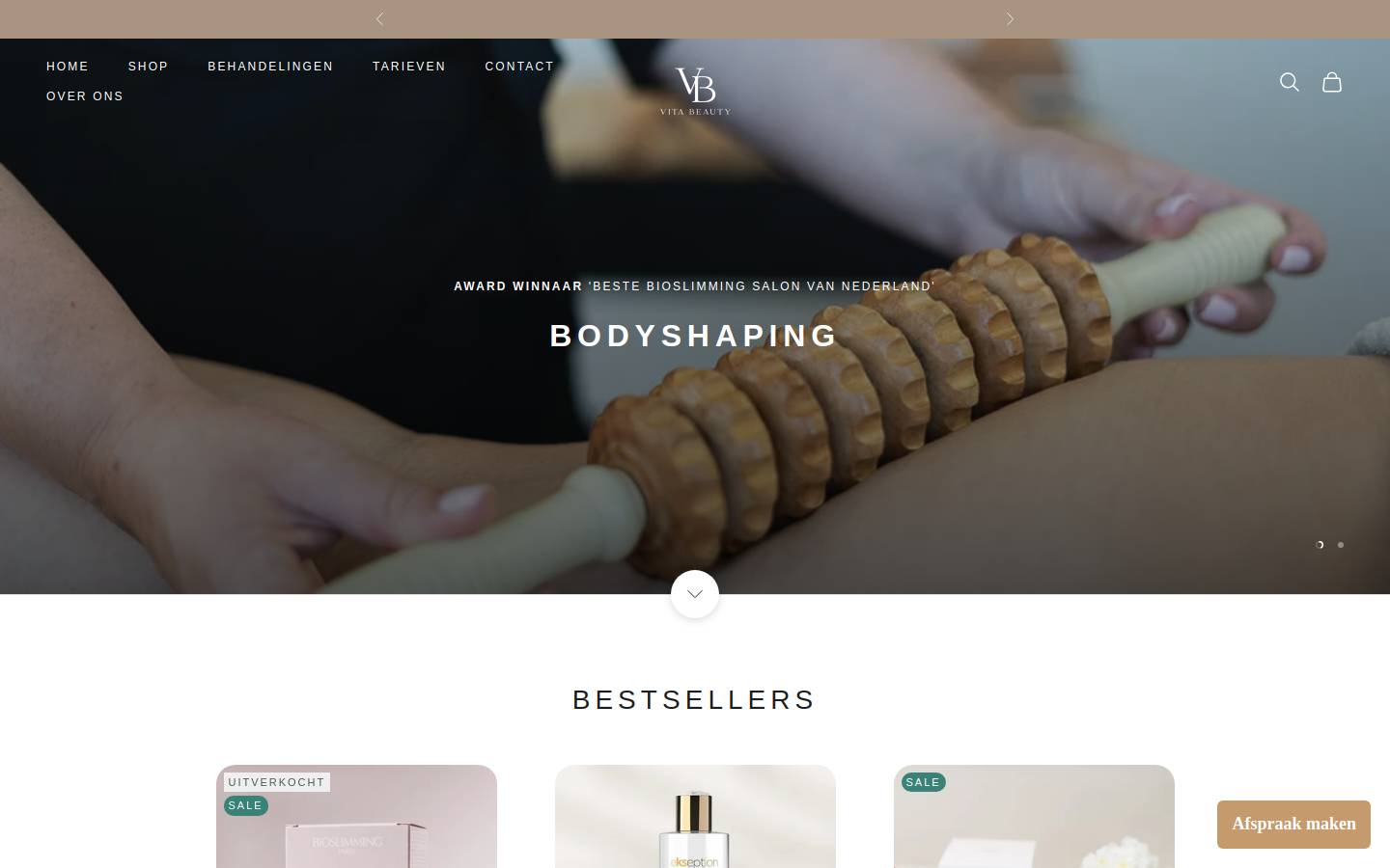 Vita Beauty homepage screenshot