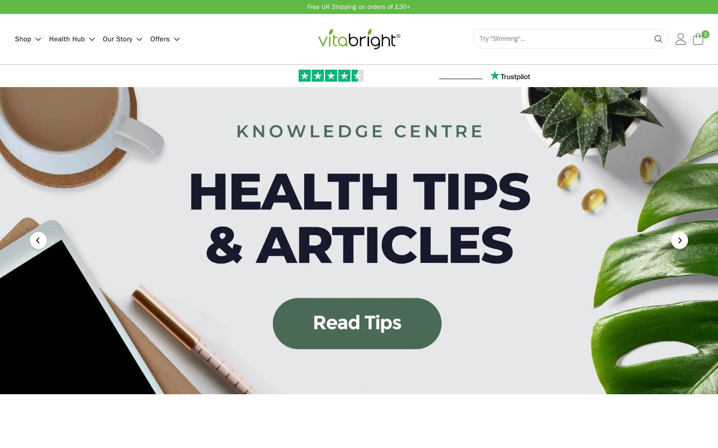 VitaBright homepage screenshot