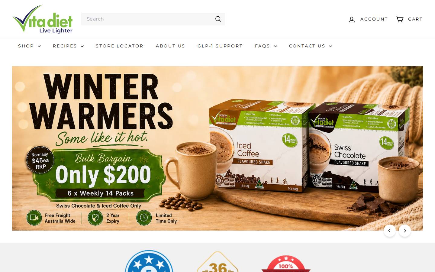 vitadiet.com.au homepage screenshot