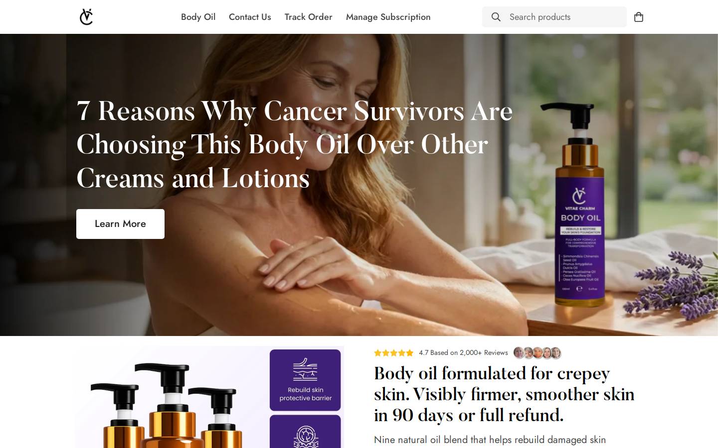 Vitae Charm homepage screenshot
