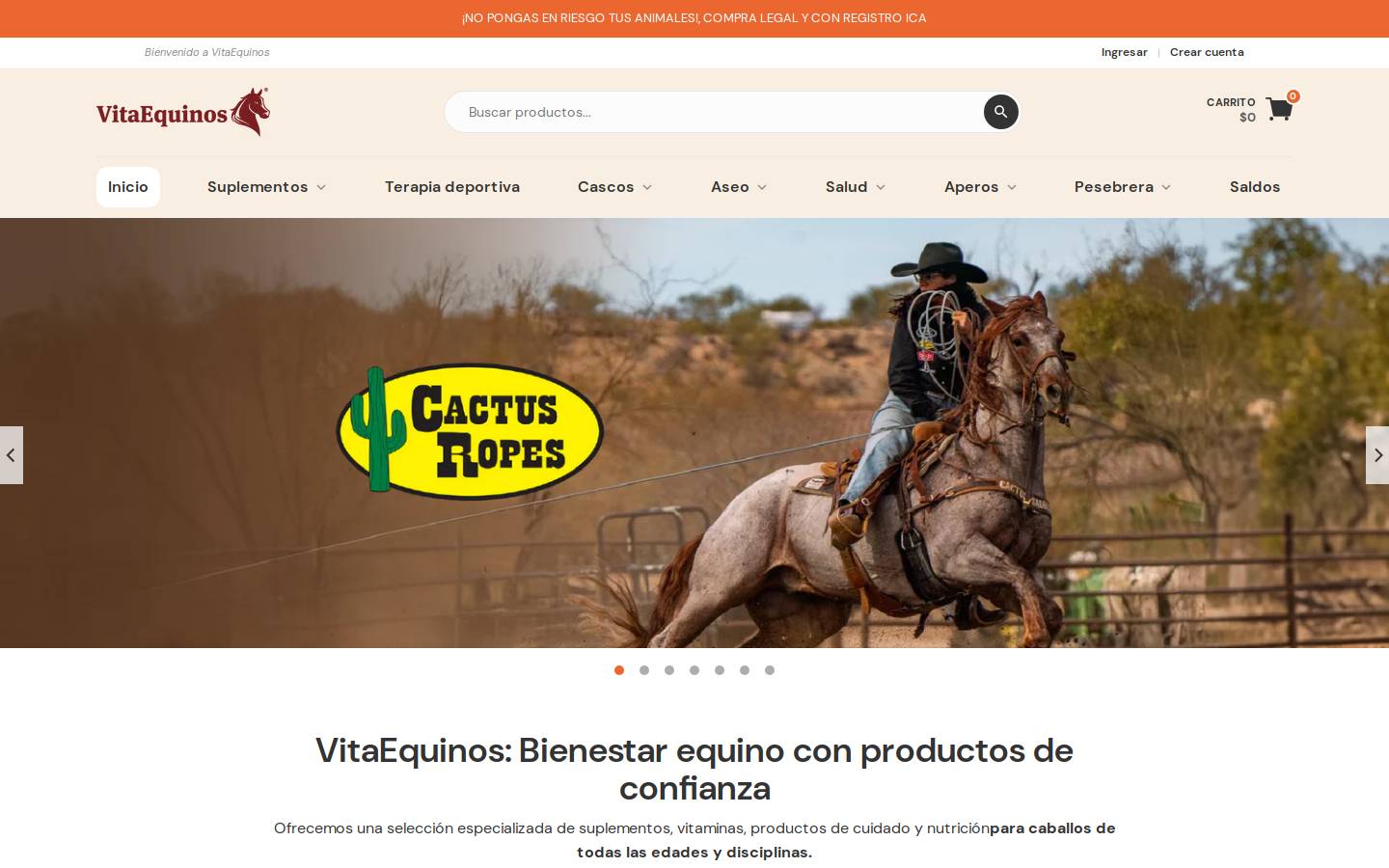 vitaequinos.com homepage screenshot