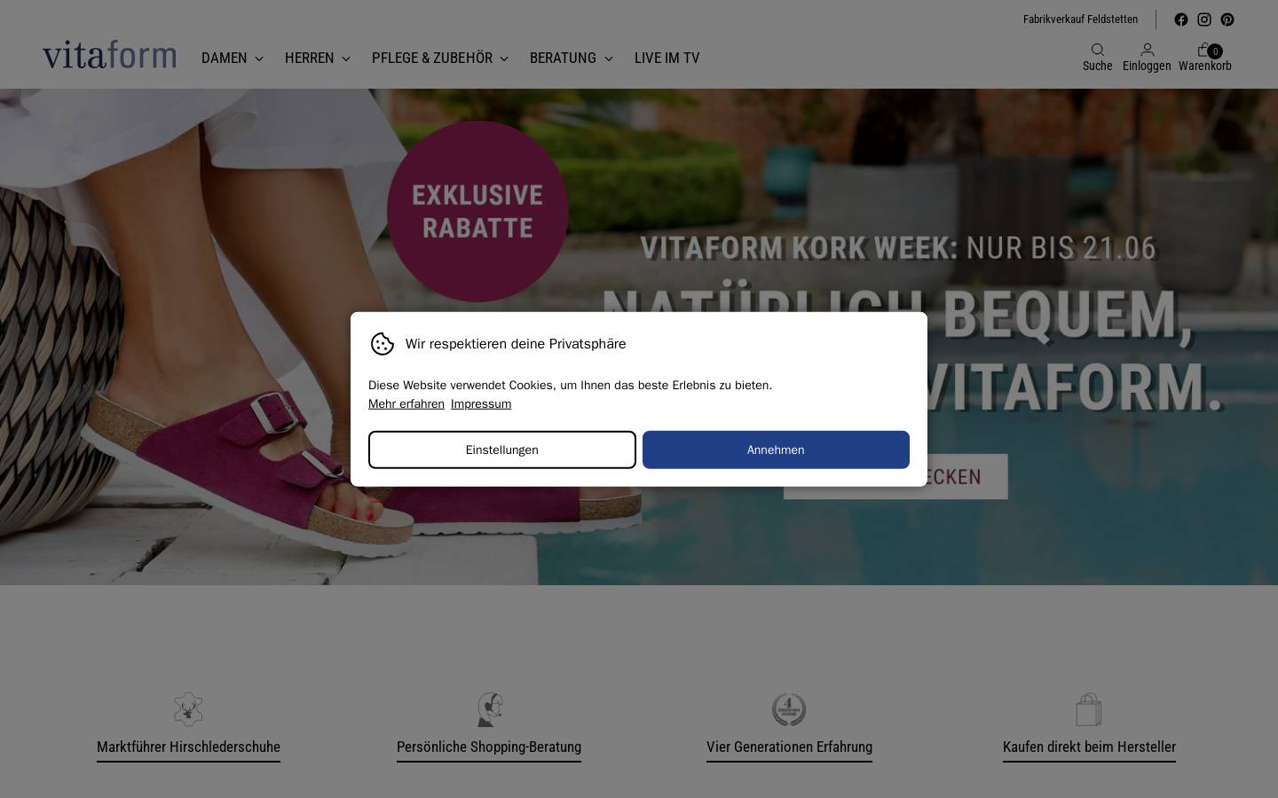 vitaform Deutschland homepage screenshot