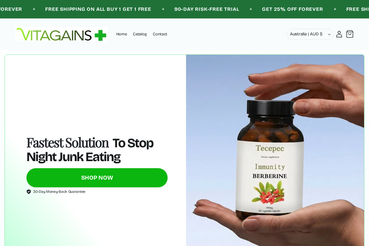 VitaGains homepage screenshot