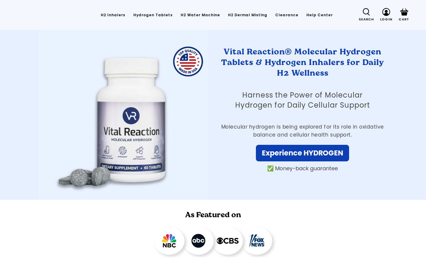 Vital Reaction homepage screenshot