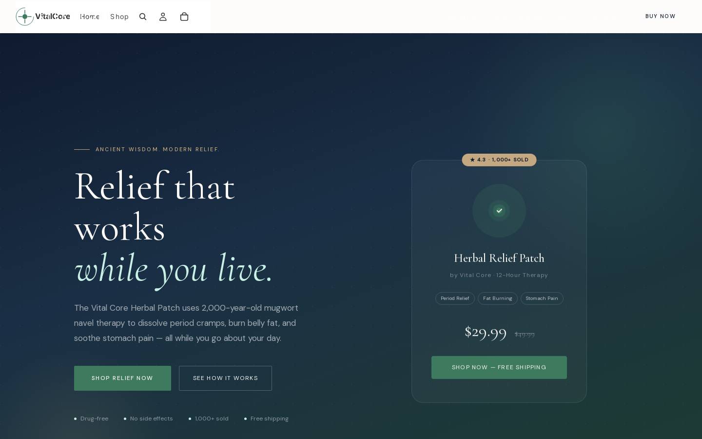 vitalcore.us homepage screenshot