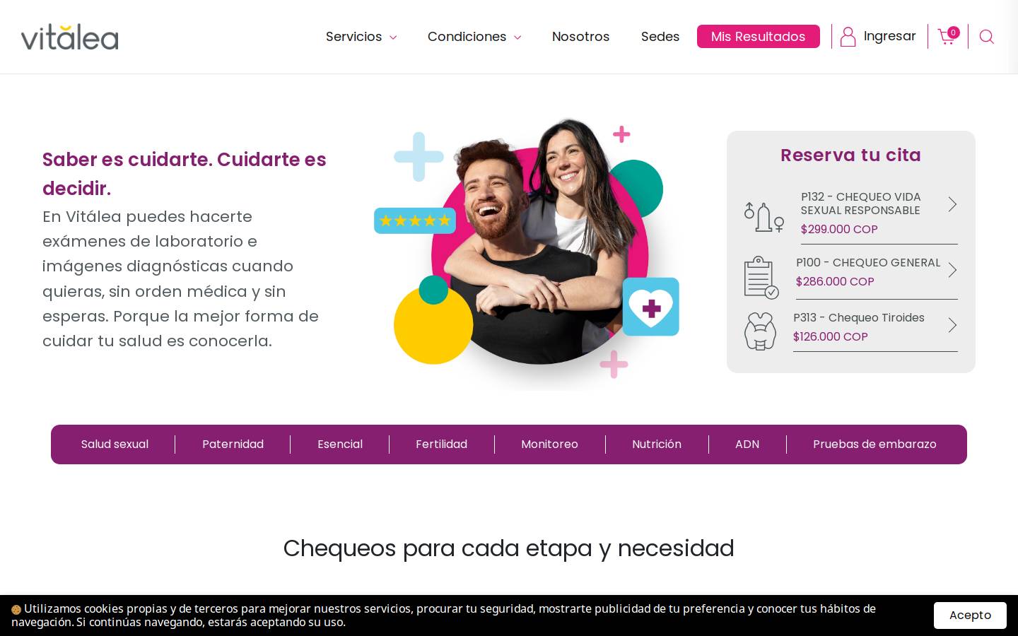 Vitalea homepage screenshot