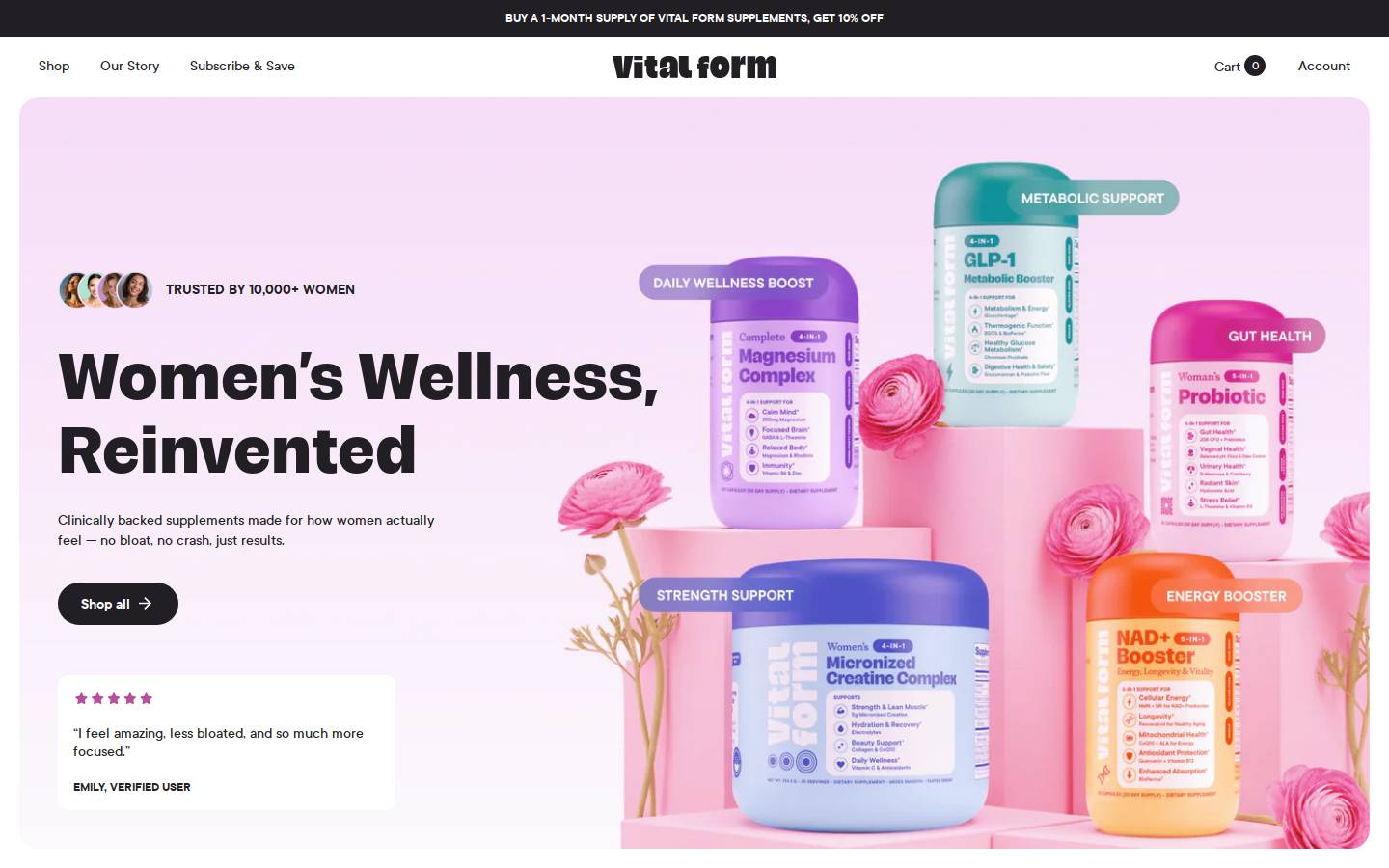 vitalform.com homepage screenshot