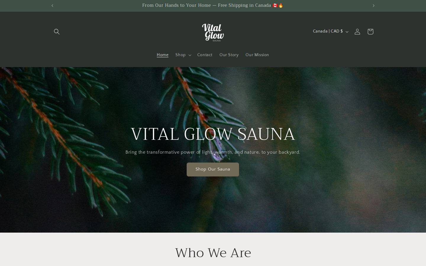 vitalglowsauna.ca homepage screenshot