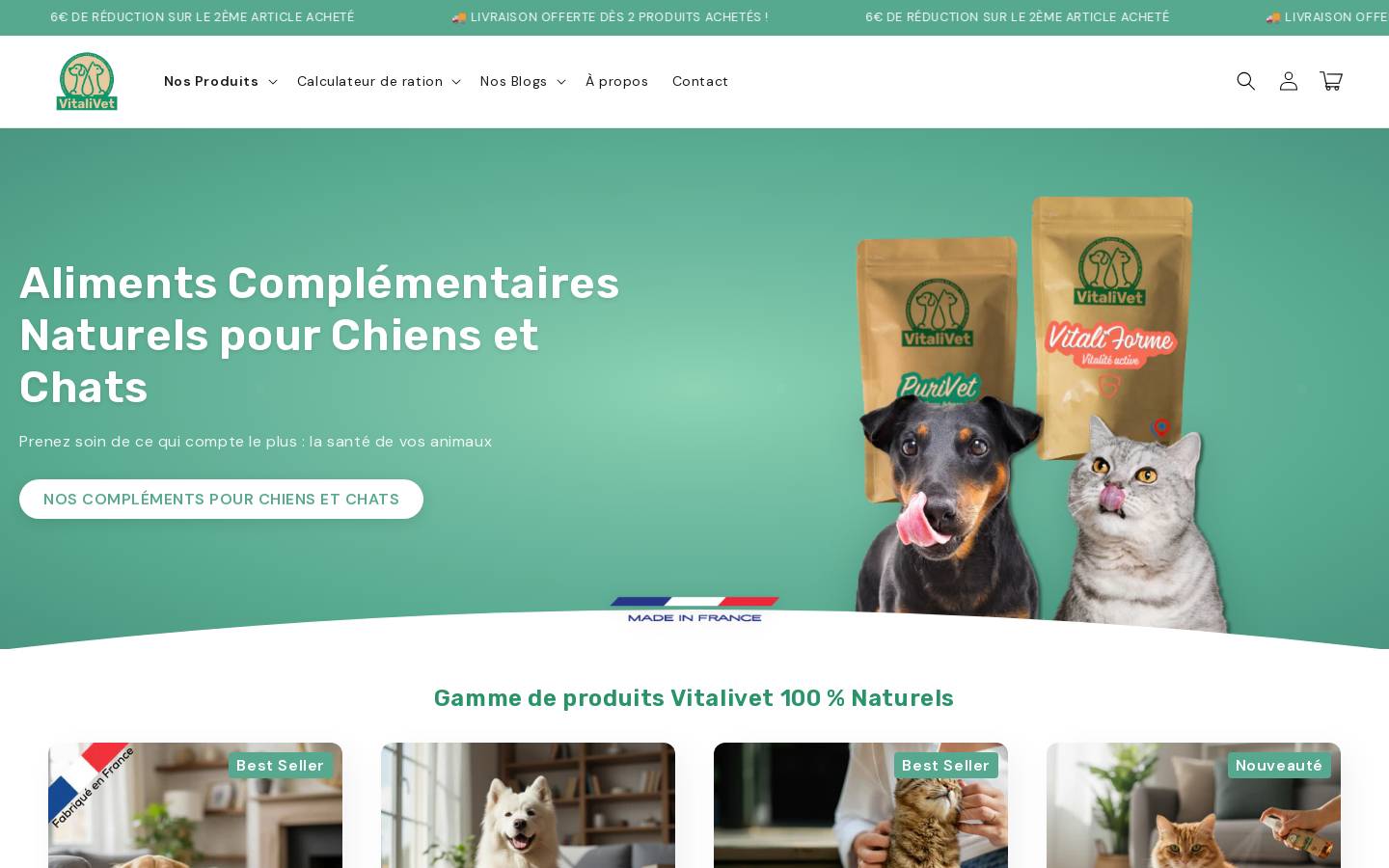 vitalivet.com homepage screenshot