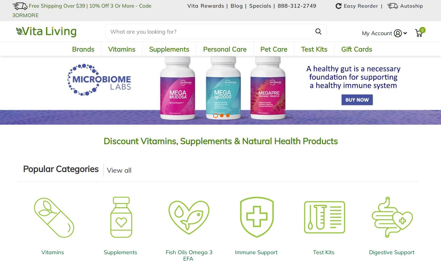 vitaliving.com homepage screenshot