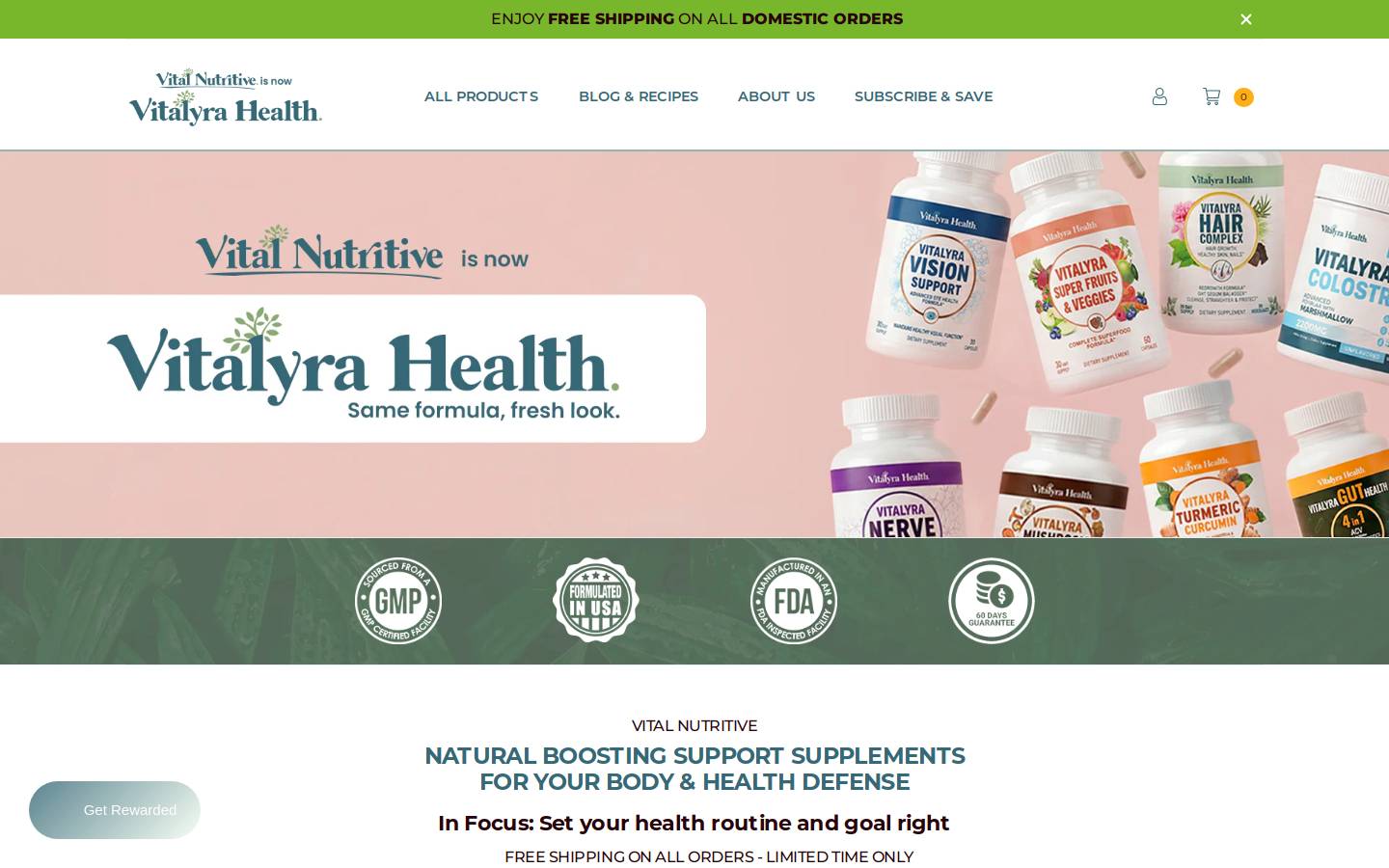 Vital Nutritive homepage screenshot