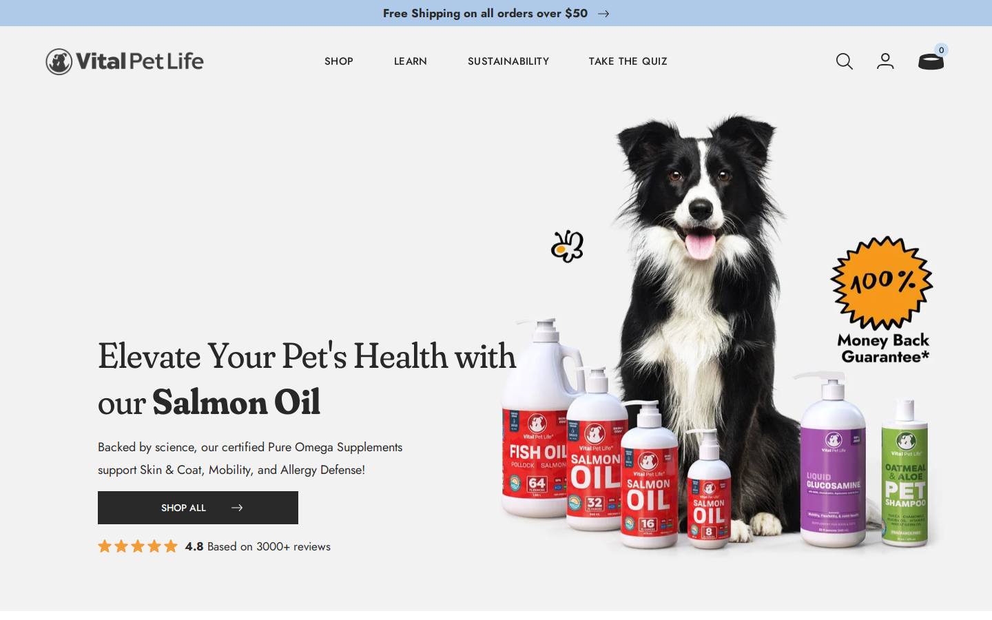 vitalpetlife.com homepage screenshot
