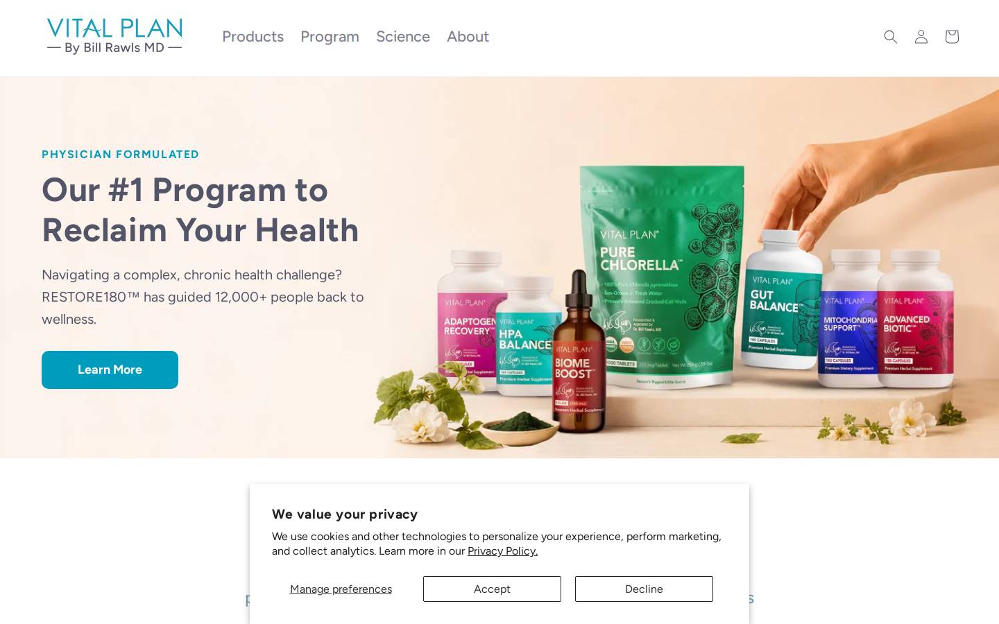 Vital Plan homepage screenshot