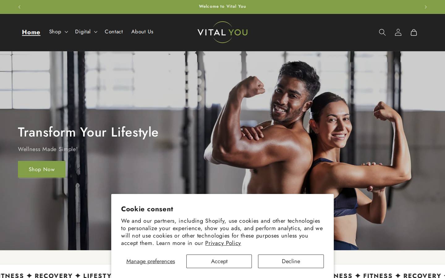 vitalyoufit.com homepage screenshot