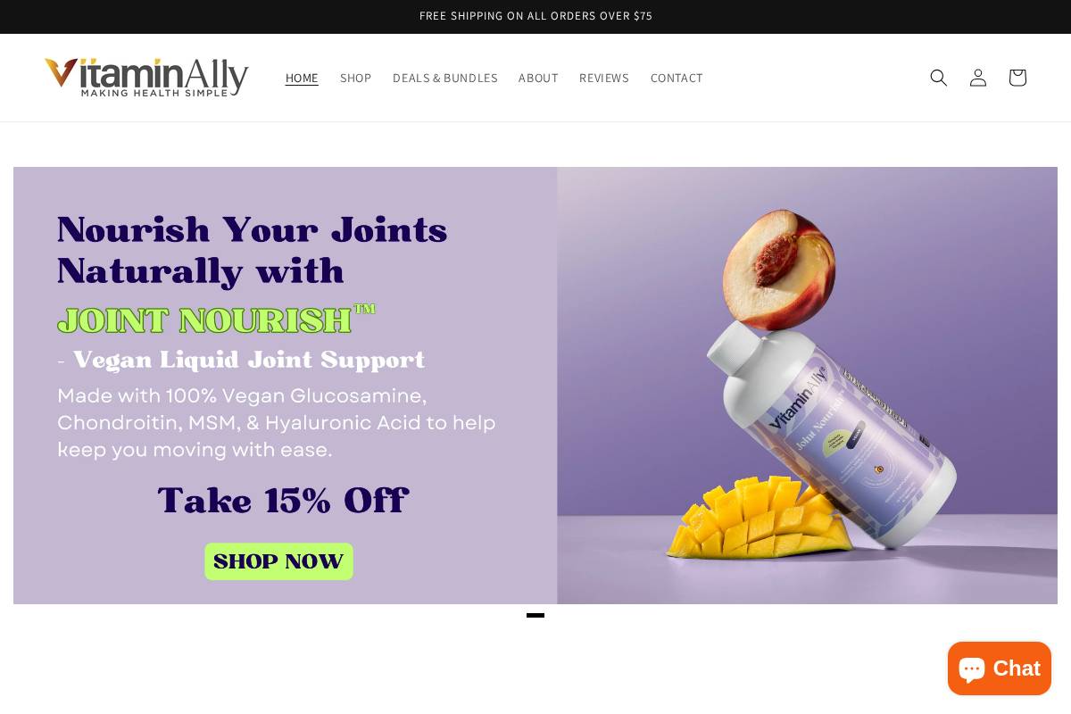 vitaminally.com homepage screenshot