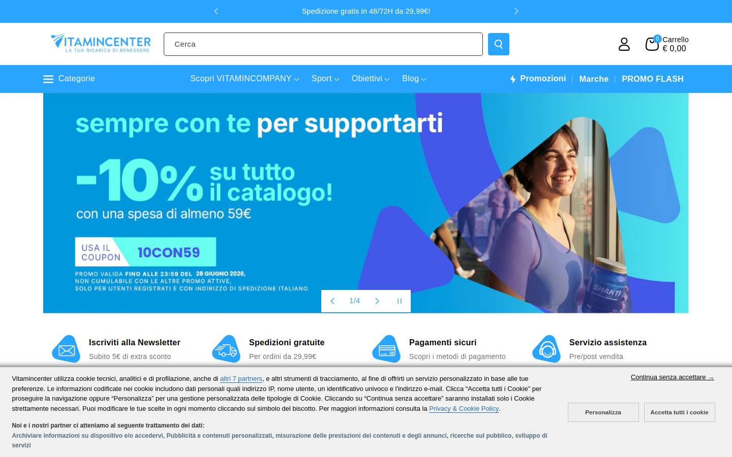 Vitamin Center homepage screenshot