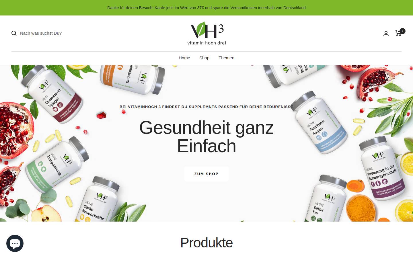 vitaminhoch3.de homepage screenshot
