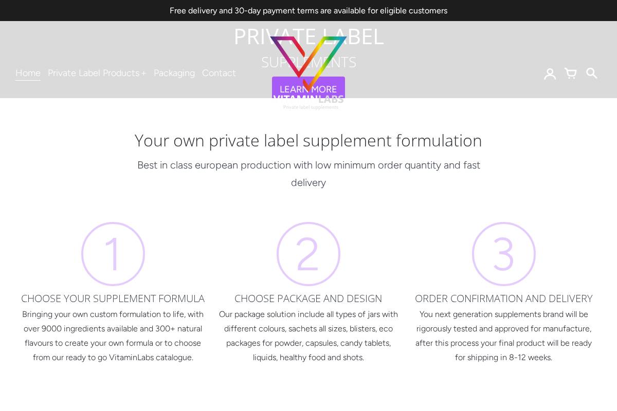 vitaminlabs.eu homepage screenshot