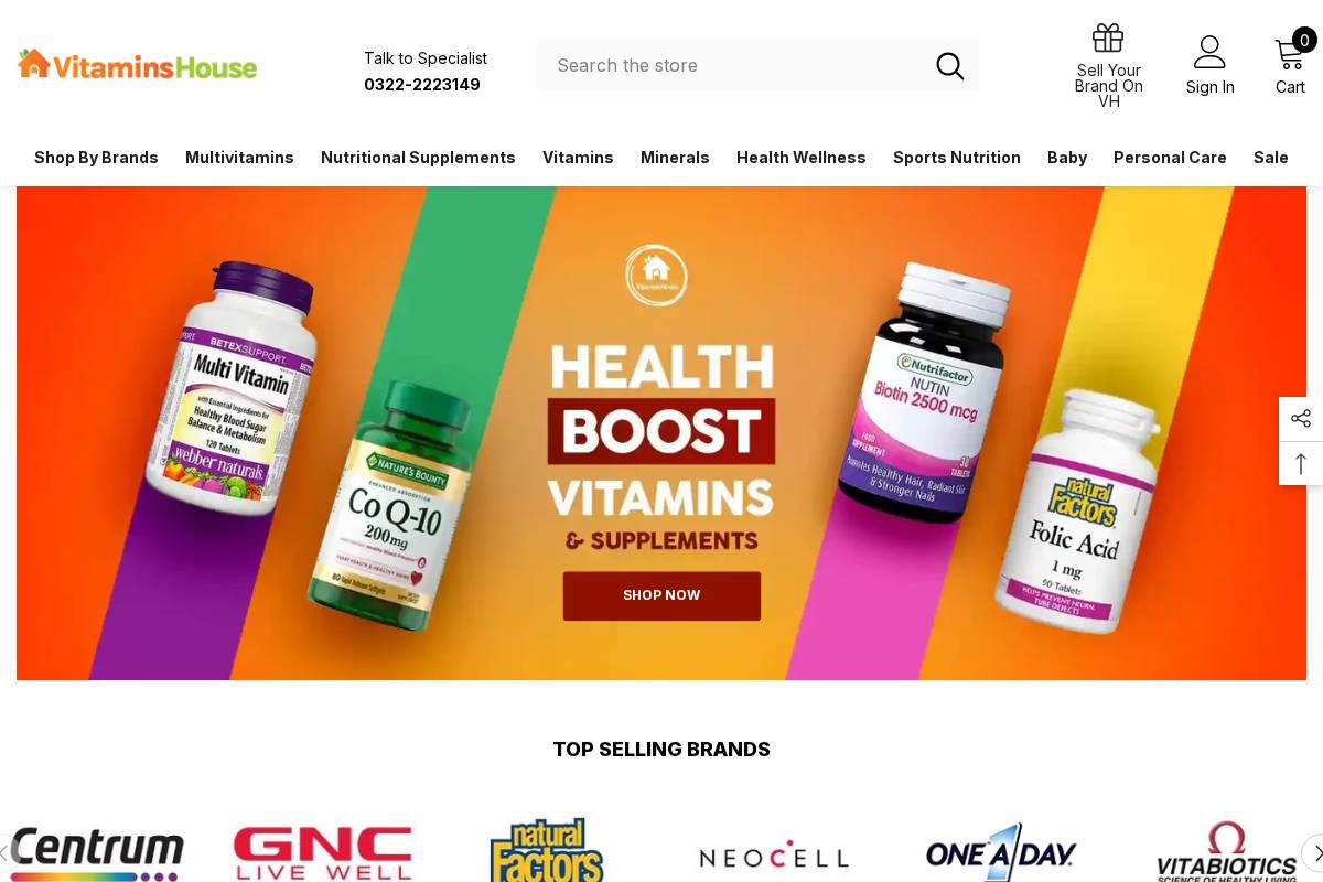 Vitaminshouse homepage screenshot