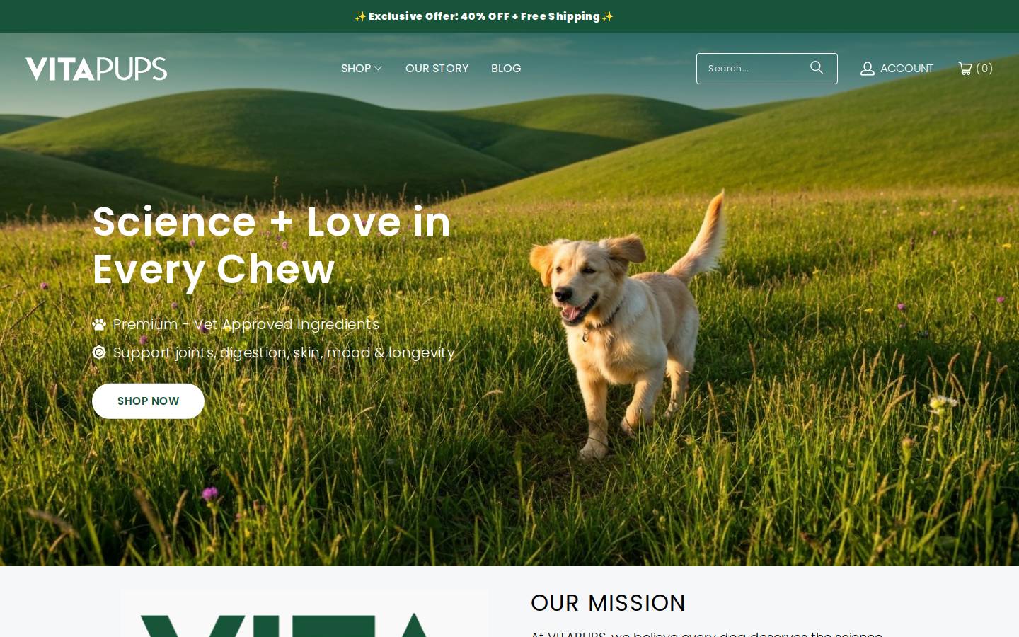 vitapups.com homepage screenshot