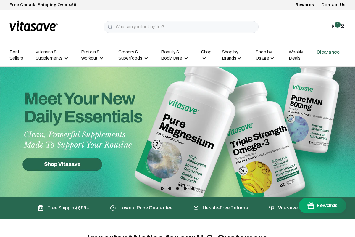 Vitasave.ca homepage screenshot